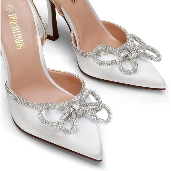 Women's White High Heels Destiny Closed Toe Strappy Heels  Sexy Ankle Strap - Picture 4 of 6